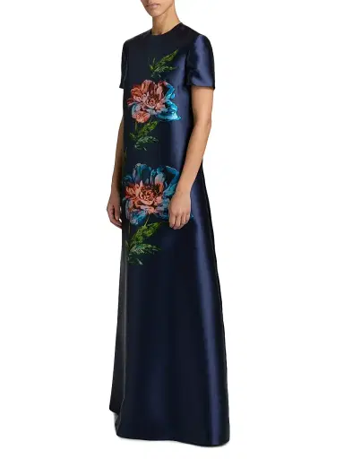 Reem Acra Women's Petals, Spice, & Whispers Of Plumage A-Line Gown | Thumbnail 4