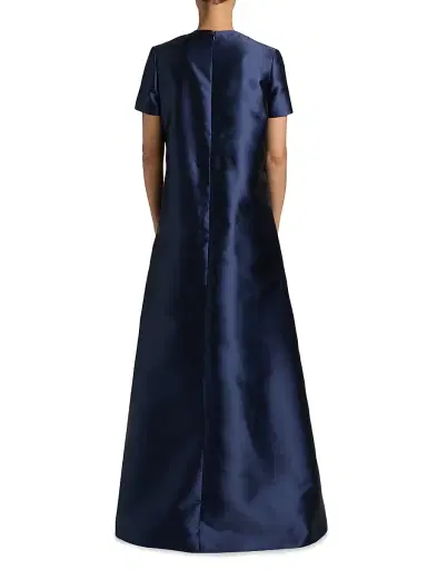 Reem Acra Women's Petals, Spice, & Whispers Of Plumage A-Line Gown - Navy - Size XS | Thumbnail 5