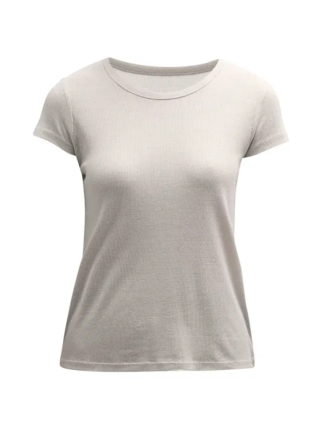 Majestic Filatures Women's Ribbed Stretch Cotton T-Shirt - Grey