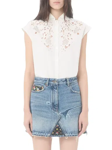 Valentino Garavani Women's Embroidered Poplin Shirt - White - Size 10 | Thumbnail 2