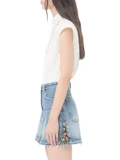 Valentino Garavani Women's Embroidered Poplin Shirt - White - Size 10 | Thumbnail 3