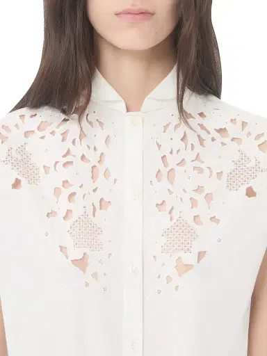 Valentino Garavani Women's Embroidered Poplin Shirt - White - Size 10 | Thumbnail 5
