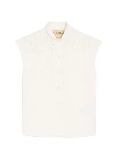Valentino Garavani Women's Embroidered Poplin Shirt - White - Size 10 | Thumbnail 1