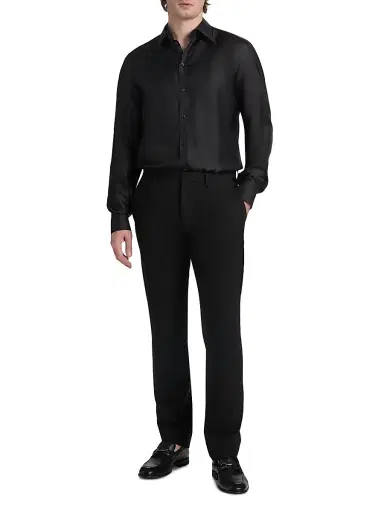 Dolce & Gabbana Men's Silk Twill Button-Front Shirt | Thumbnail 2 Dolce & Gabbana Men's Silk Twill Button-Front Shirt | Thumbnail 2