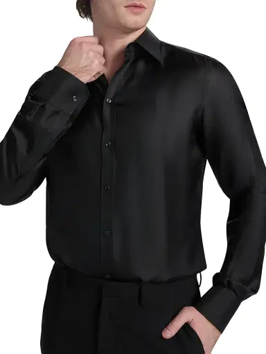 Dolce & Gabbana Men's Silk Twill Button-Front Shirt | Thumbnail 6 Dolce & Gabbana Men's Silk Twill Button-Front Shirt | Thumbnail 6