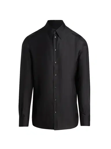 Dolce & Gabbana Men's Silk Twill Button-Front Shirt | Thumbnail 1 Dolce & Gabbana Men's Silk Twill Button-Front Shirt | Thumbnail 1