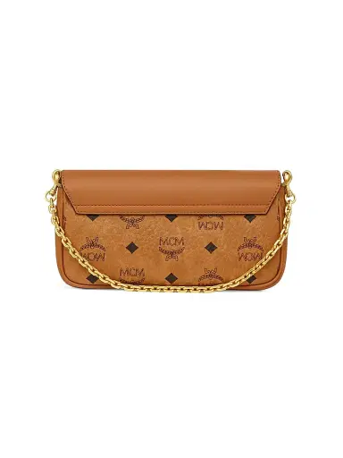 MCM Women's Mini Tracy Visetos Canvas & Leather Crossbody Bag - Cognac | Thumbnail 4 MCM Women's Mini Tracy Visetos Canvas & Leather Crossbody Bag - Cognac | Thumbnail 4
