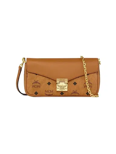 MCM Women's Mini Tracy Visetos Canvas & Leather Crossbody Bag - Cognac | Thumbnail 1 MCM Women's Mini Tracy Visetos Canvas & Leather Crossbody Bag - Cognac | Thumbnail 1