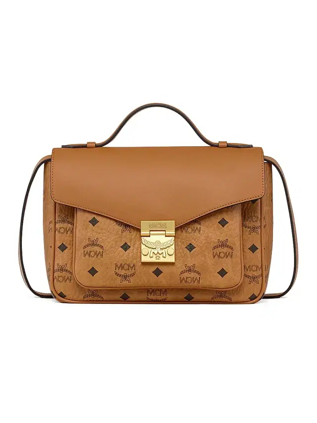 MCM Women's  Tracy Visetos Canvas Satchel - Cognac