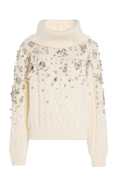 Oscar de la Renta Crystal-Embellished Wool Sweater | Thumbnail 1