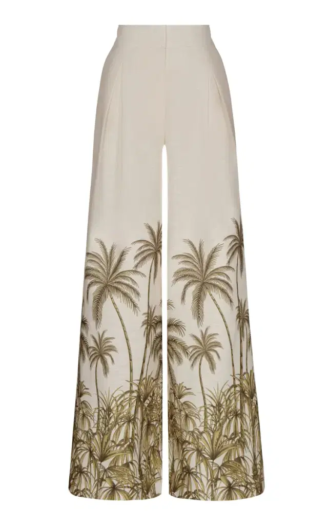 Desperte Printed Linen Wide-Leg Pants