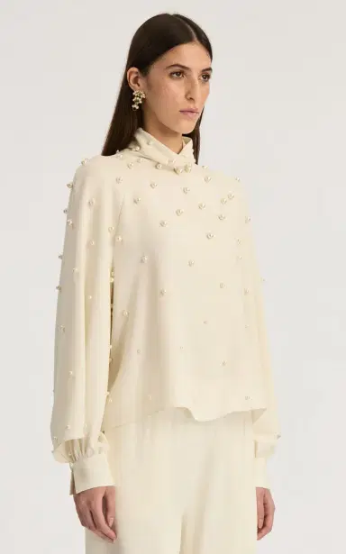 Oscar de la Renta Pearl-Embellished Silk-Georgette Blouse | Thumbnail 5 Oscar de la Renta Pearl-Embellished Silk-Georgette Blouse | Thumbnail 5
