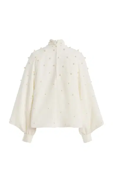 Oscar de la Renta Pearl-Embellished Silk-Georgette Blouse | Thumbnail 7 Oscar de la Renta Pearl-Embellished Silk-Georgette Blouse | Thumbnail 7