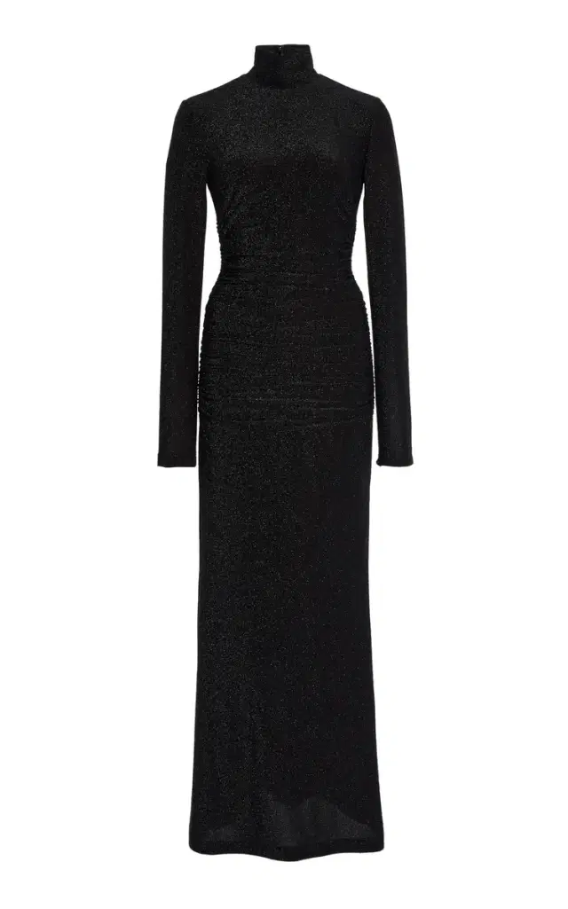 Lurex Jersey Turtleneck Midi Dress