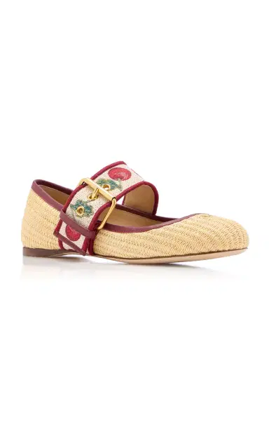 Valentino Garavani Bribri Cherrific Raffia Ballet Flat | Thumbnail 5