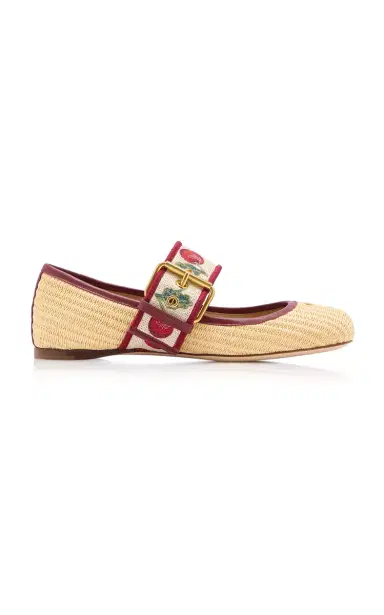 Valentino Garavani Bribri Cherrific Raffia Ballet Flat | Thumbnail 1
