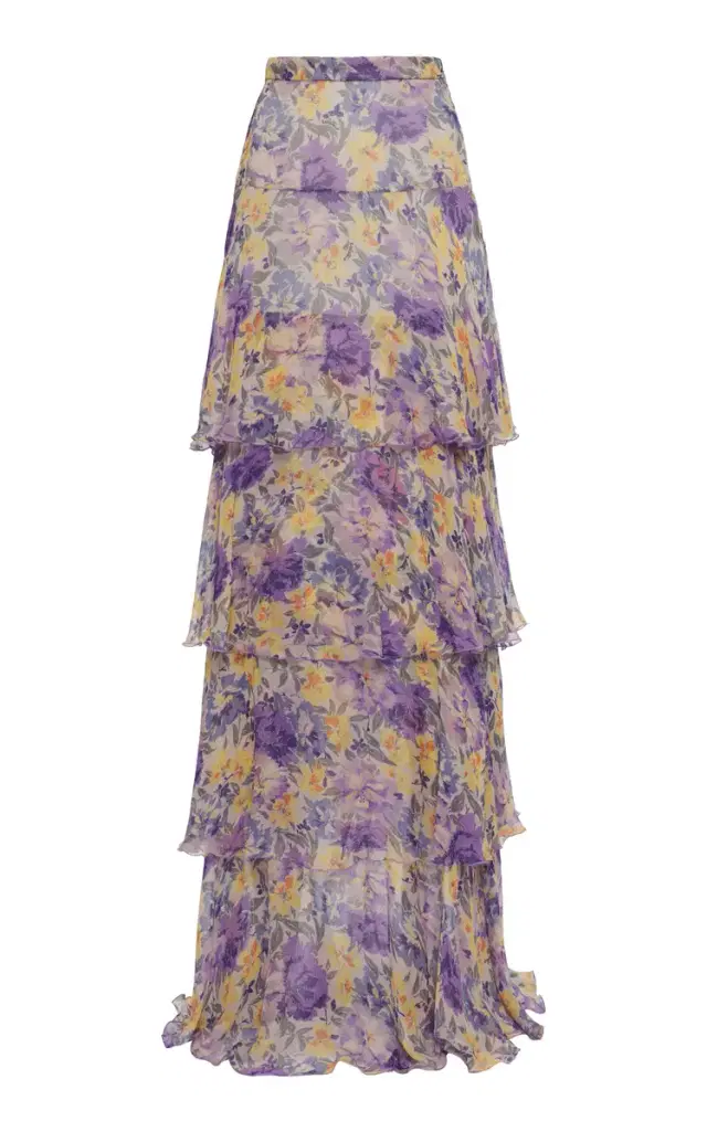 Flowerism Silk-Crepe Maxi Skirt
