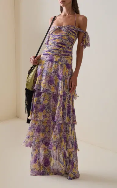 Valentino Garavani Flowerism Pleated Silk-Crepe Top | Thumbnail 3 Valentino Garavani Flowerism Pleated Silk-Crepe Top | Thumbnail 3