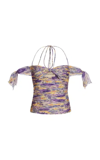Valentino Garavani Flowerism Pleated Silk-Crepe Top | Thumbnail 6 Valentino Garavani Flowerism Pleated Silk-Crepe Top | Thumbnail 6