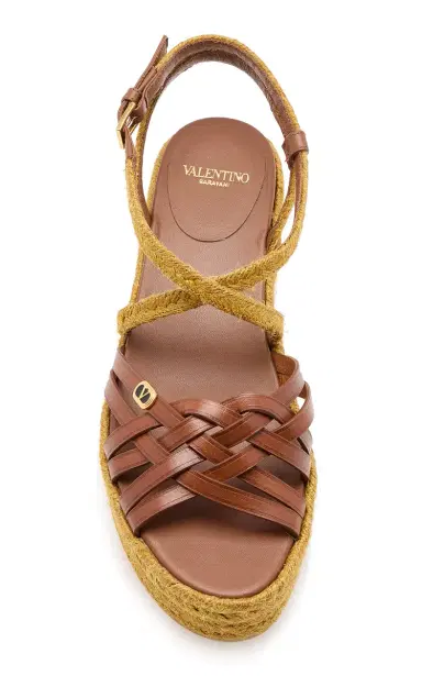 Valentino Garavani Bribri Calfskin-Trimmed Flatform Espadrilles | Thumbnail 3 Valentino Garavani Bribri Calfskin-Trimmed Flatform Espadrilles | Thumbnail 3