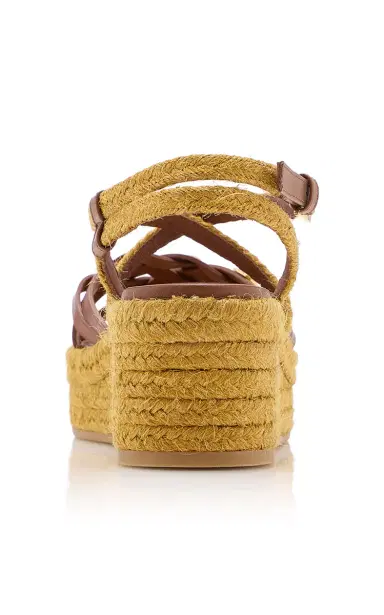 Valentino Garavani Bribri Calfskin-Trimmed Flatform Espadrilles | Thumbnail 4 Valentino Garavani Bribri Calfskin-Trimmed Flatform Espadrilles | Thumbnail 4