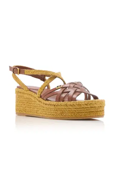 Valentino Garavani Bribri Calfskin-Trimmed Flatform Espadrilles | Thumbnail 5 Valentino Garavani Bribri Calfskin-Trimmed Flatform Espadrilles | Thumbnail 5
