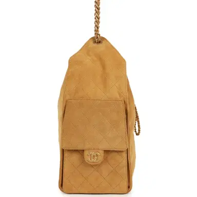 Chanel Chanel Medium 25 Hobo Bag Beige Suede Antique Gold Hardware | Thumbnail 3 Chanel Chanel Medium 25 Hobo Bag Beige Suede Antique Gold Hardware | Thumbnail 3
