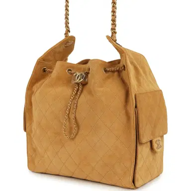 Chanel Chanel Medium 25 Hobo Bag Beige Suede Antique Gold Hardware | Thumbnail 5 Chanel Chanel Medium 25 Hobo Bag Beige Suede Antique Gold Hardware | Thumbnail 5