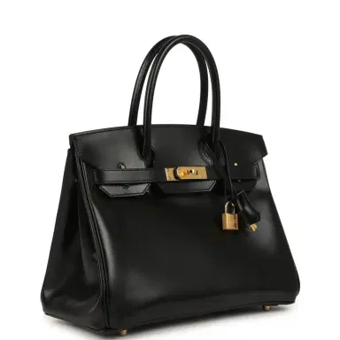 HERMÈS Hermes Birkin 30 Black Box Gold Hardware | Thumbnail 3