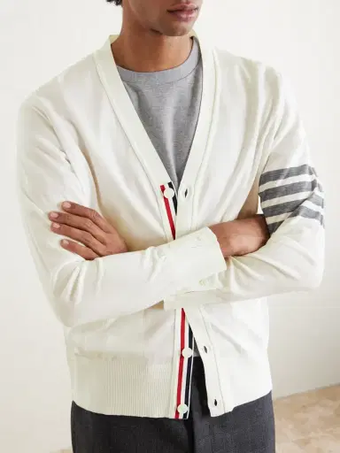 Thom Browne Striped Wool Cardigan - Men | Thumbnail 4