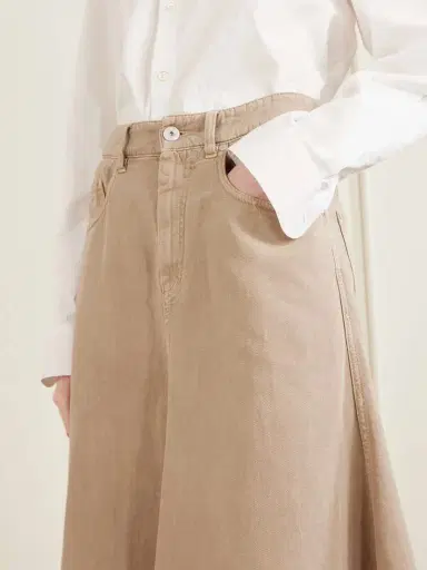 Brunello Cucinelli Cotton And Linen-blend Twill Midi Skirt | Thumbnail 5
