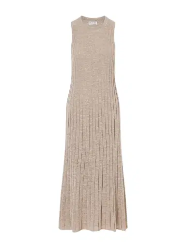 Brunello Cucinelli Metallic Ribbed-knit Midi Dress | Thumbnail 1