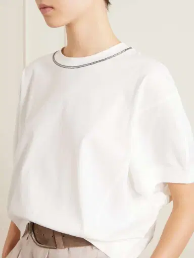 Brunello Cucinelli Bead-embellished Cotton-jersey T-shirt | Thumbnail 5 Brunello Cucinelli Bead-embellished Cotton-jersey T-shirt | Thumbnail 5