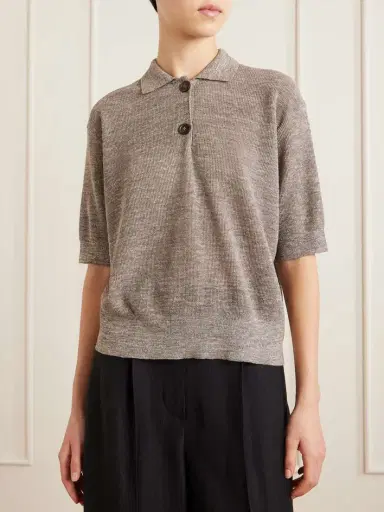 Brunello Cucinelli Metallic-knit Polo Shirt | Thumbnail 3