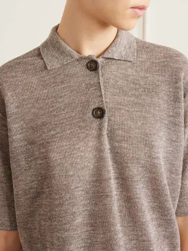 Brunello Cucinelli Metallic-knit Polo Shirt | Thumbnail 5