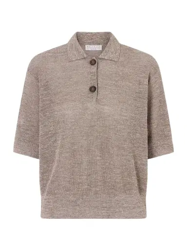 Brunello Cucinelli Metallic-knit Polo Shirt | Thumbnail 1