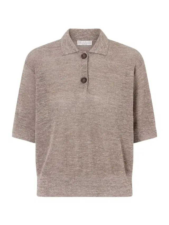 Metallic-knit Polo Shirt