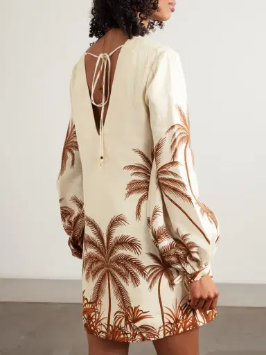 ANDRES OTALORA Y El Mar Printed Linen Mini Dress | Thumbnail 3