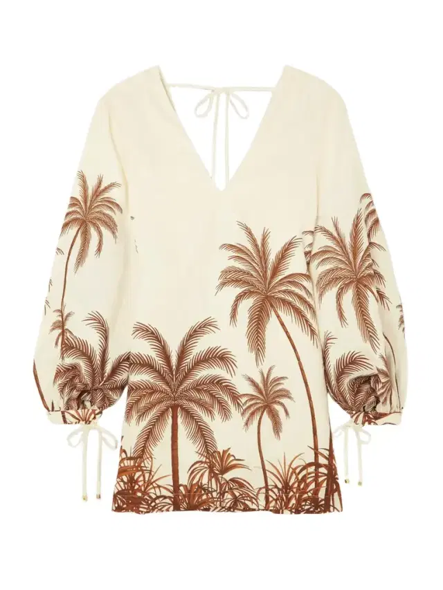 ANDRES OTALORA Y El Mar Printed Linen Mini Dress