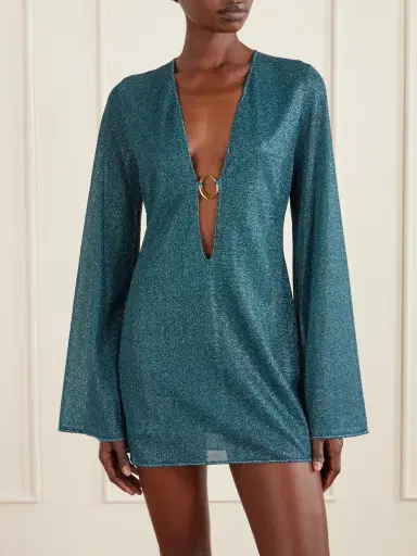Oséree Lumière Embellished Metallic Stretch-knit Kaftan | Thumbnail 2 Oséree Lumière Embellished Metallic Stretch-knit Kaftan | Thumbnail 2