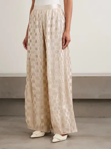 Dima Ayad Plissé-satin Wide-leg Pants | Thumbnail 3 Dima Ayad Plissé-satin Wide-leg Pants | Thumbnail 3