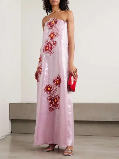 Dima Ayad Strapless Appliquéd Sequined Organza Gown | Thumbnail 2 Dima Ayad Strapless Appliquéd Sequined Organza Gown | Thumbnail 2