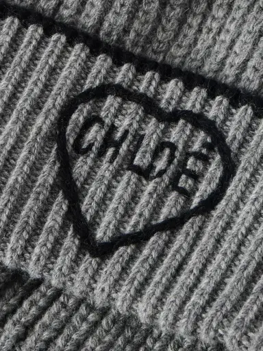 Chloé Coeur Embroidered Ribbed Wool And Cashmere-blend Beanie | Thumbnail 3