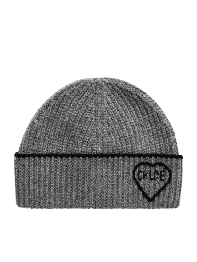 Coeur Embroidered Ribbed Wool And Cashmere-blend Beanie