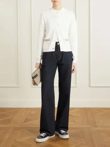 Brunello Cucinelli Bead-embellished Suede-trimmed Stretch-knit Sneakers | Thumbnail 4 Brunello Cucinelli Bead-embellished Suede-trimmed Stretch-knit Sneakers | Thumbnail 4