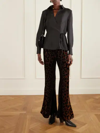ALIX OF BOHEMIA Farah Leopard-print Velvet Flared Pants | Thumbnail 2