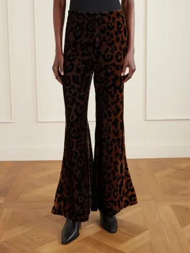 ALIX OF BOHEMIA Farah Leopard-print Velvet Flared Pants | Thumbnail 3