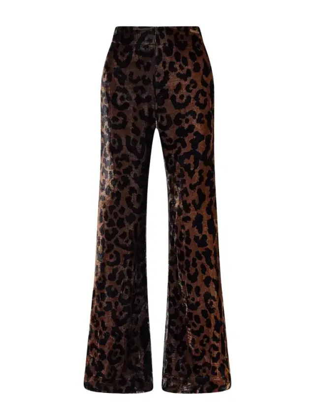 Farah Leopard-print Velvet Flared Pants