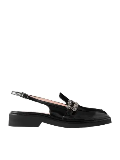 Roger Vivier Viv Rangers Crystal-embellished Leather Slingback Loafers | Thumbnail 1 Roger Vivier Viv Rangers Crystal-embellished Leather Slingback Loafers | Thumbnail 1