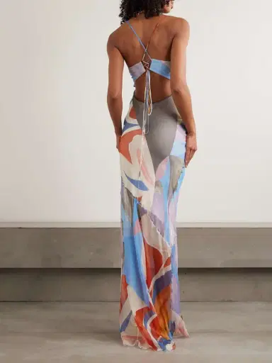 Donde Esteban Palenque Flores Open-back Printed Silk-chiffon Maxi Dress | Thumbnail 3 Donde Esteban Palenque Flores Open-back Printed Silk-chiffon Maxi Dress | Thumbnail 3
